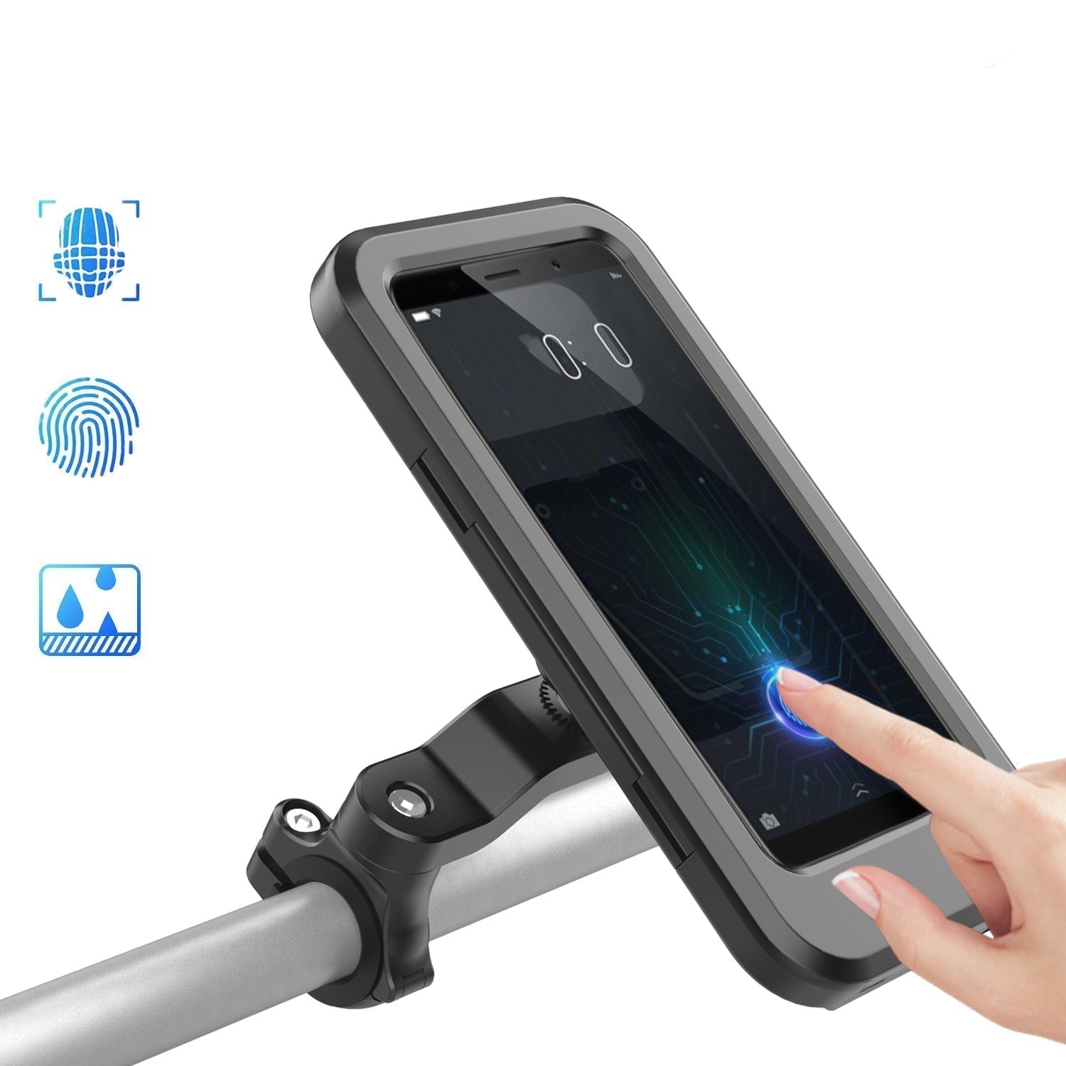 NovaTrail-cykeltelefonholder med vandtæt etui og 15 W trådløs powerbank