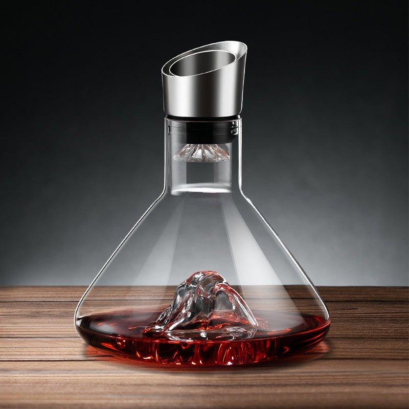 Decantor de vin cu aerator tip cascadă, sticlă suflată manual