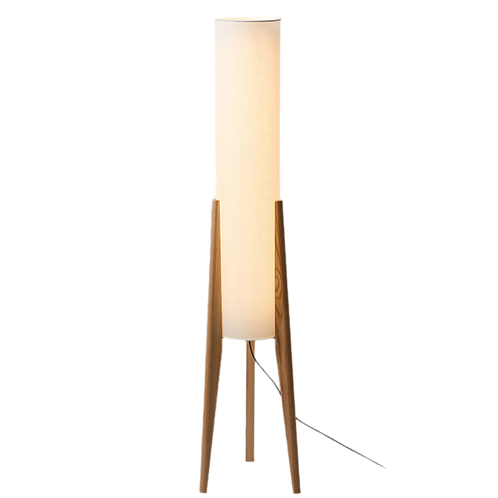 Liora Stehlampe, Walnussholzfuß mit Stoffschirm und dimmbarer LED