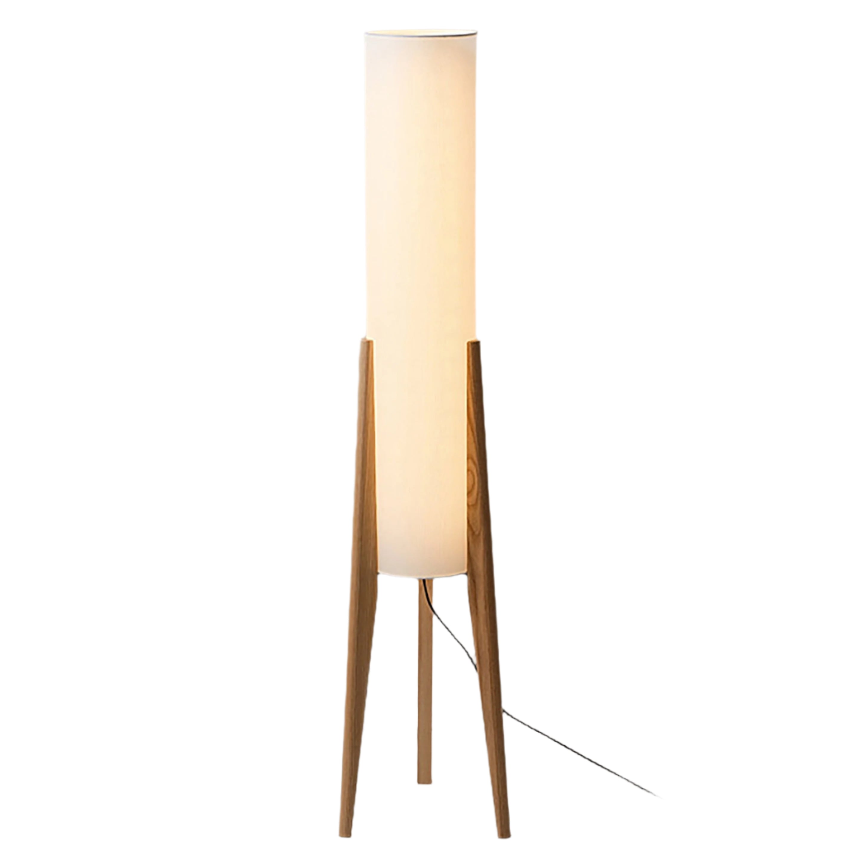 Liora Stehlampe, Walnussholzfuß mit Stoffschirm und dimmbarer LED
