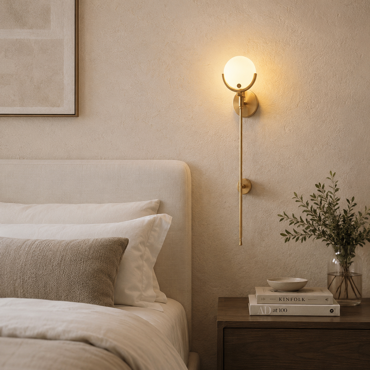 Aurea Brass And Alabaster Wall Light With Warm Ambient Glow