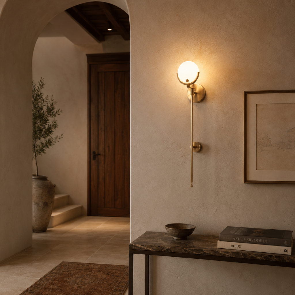 Aurea Brass And Alabaster Wall Light With Warm Ambient Glow