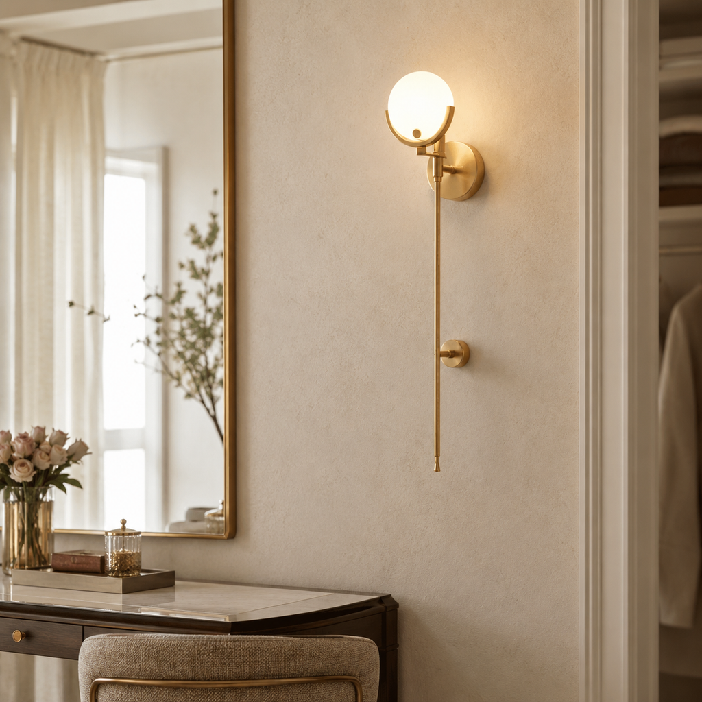 Aurea Brass And Alabaster Wall Light With Warm Ambient Glow