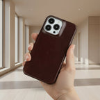 Funda premium de cuero genuino para iPhone MagSafe con recubrimiento de aceite y cera - Fioriscas