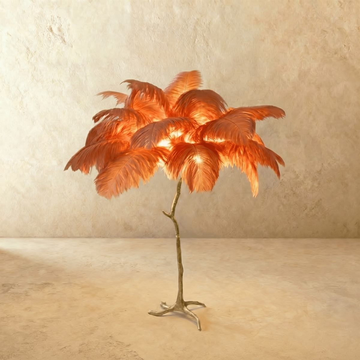 Feathered Glam Floor Lamp Velvet Glow Luxe Interiors