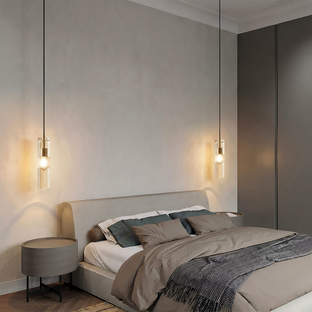 Aura Crystal Cylinder Pendant Light With Iron And Brass Construction