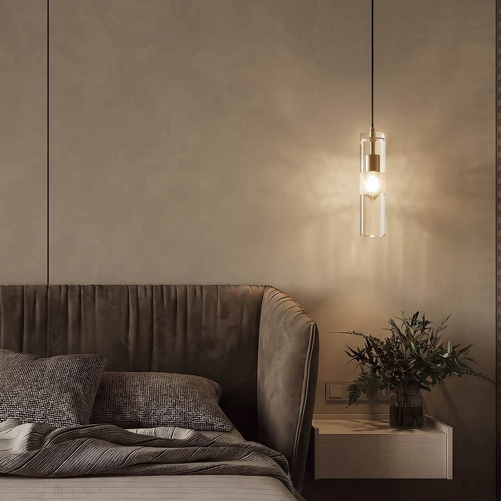 Aura Crystal Cylinder Pendant Light With Iron And Brass Construction