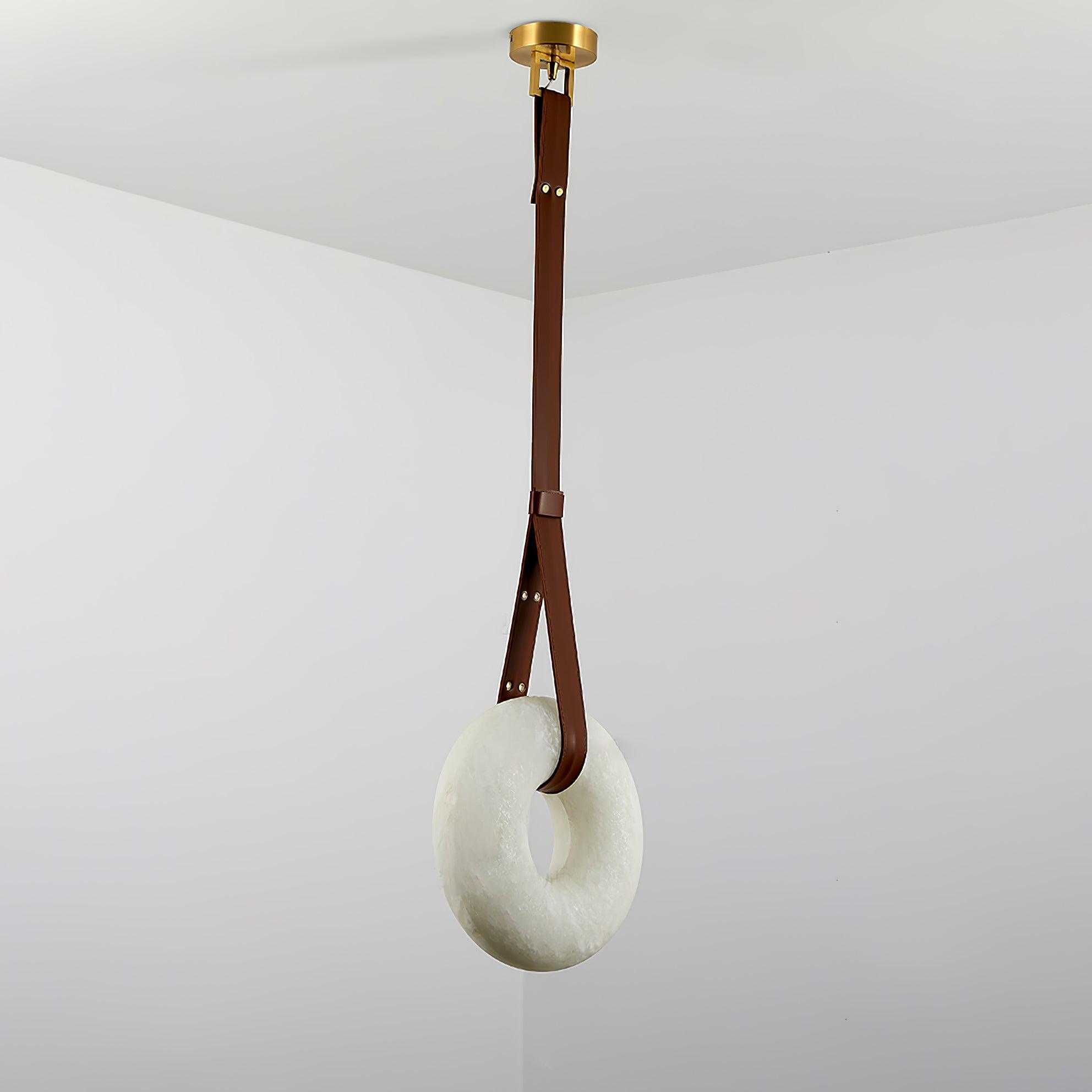 Étoile Pendant Light Alabaster Ring Leather Straps Scandinavian | Fioriscas