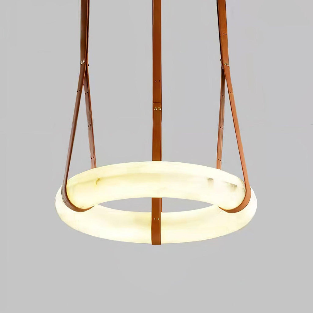 Étoile Pendant Light Alabaster Ring Leather Straps Scandinavian | Fioriscas
