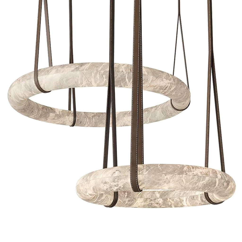 Étoile Pendant Light Alabaster Ring Leather Straps Scandinavian | Fioriscas