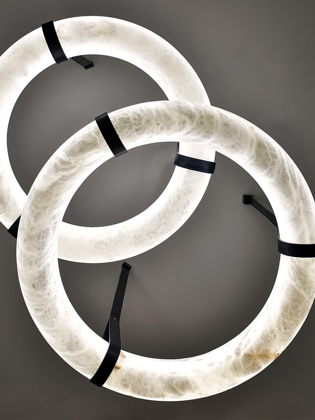 Étoile Pendant Light Alabaster Ring Leather Straps Scandinavian | Fioriscas