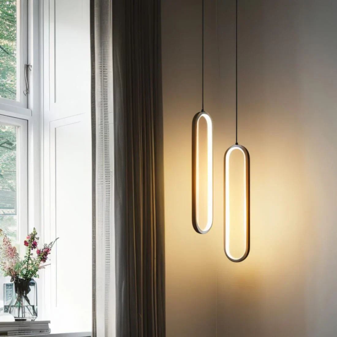 Lakkozott alumínium ovális LED függeszték modern otthonokhoz