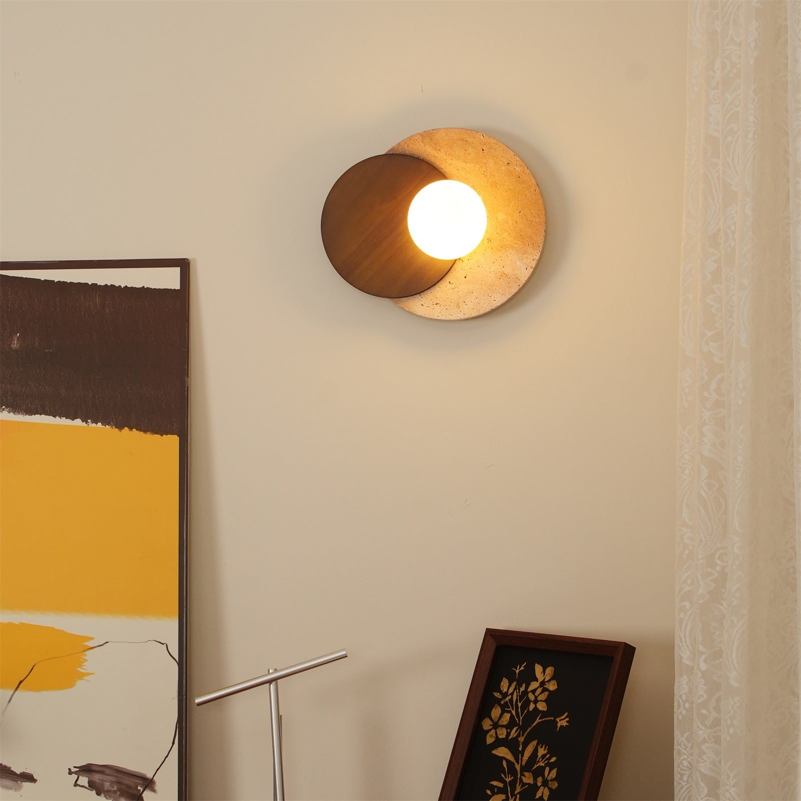 Ritta Wall Lamp Overlapping Travertine | Fioriscas