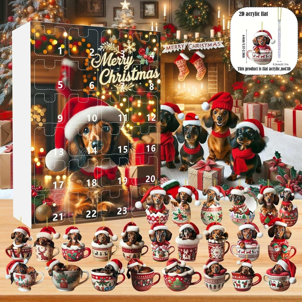 24-day Advent calendar with dachshund theme for animal lovers - Fioriscas