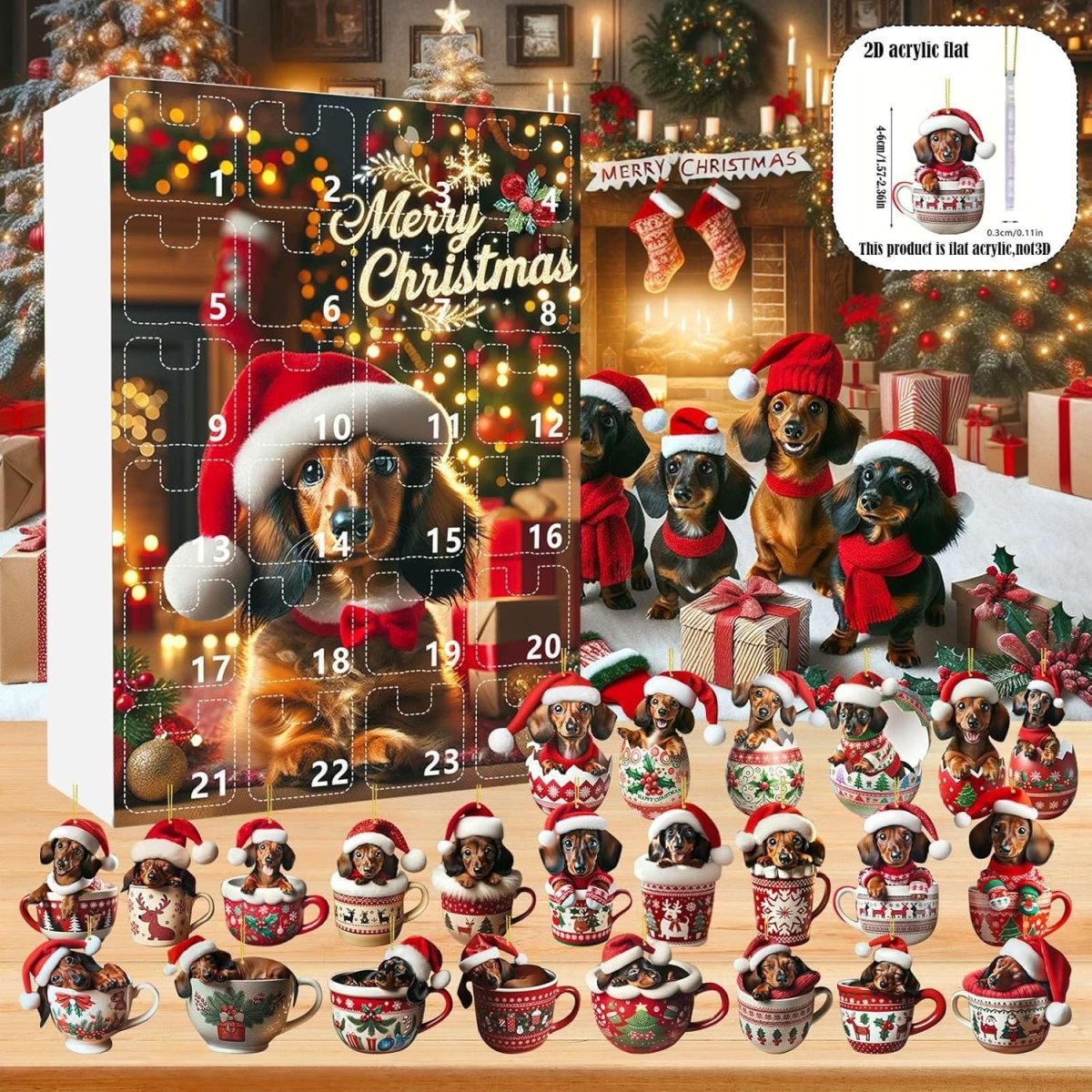 24-day Advent calendar with dachshund theme for animal lovers - Fioriscas
