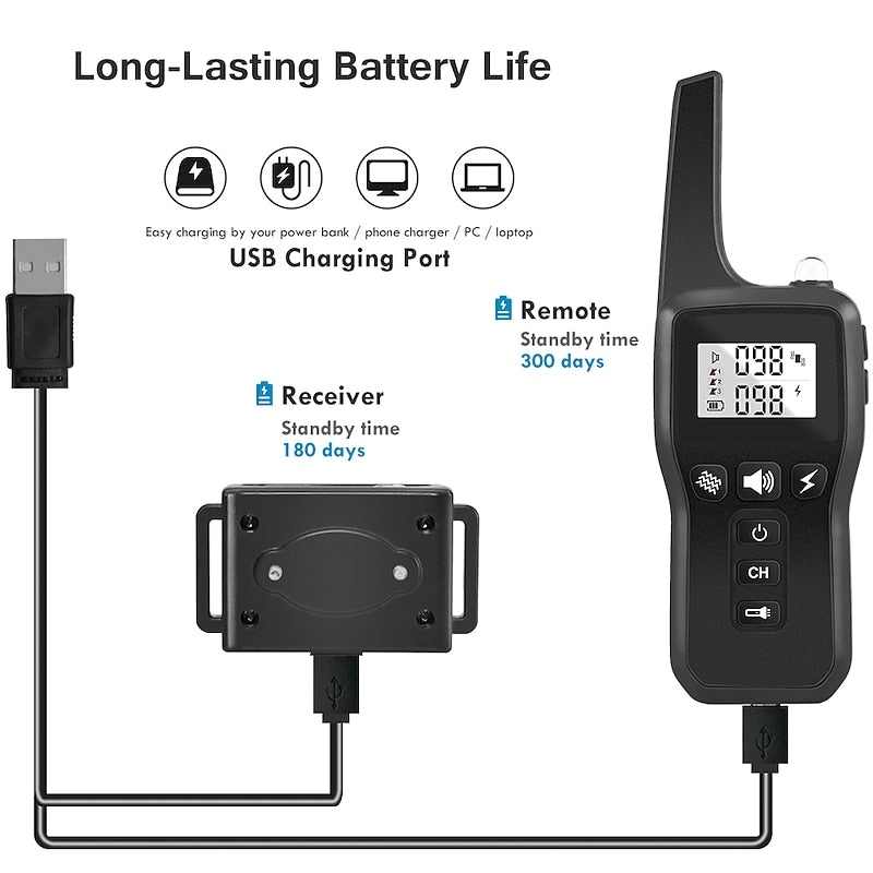 Coleira de treino de longo alcance para cães, LumenPaw Pro, com lanterna incorporada