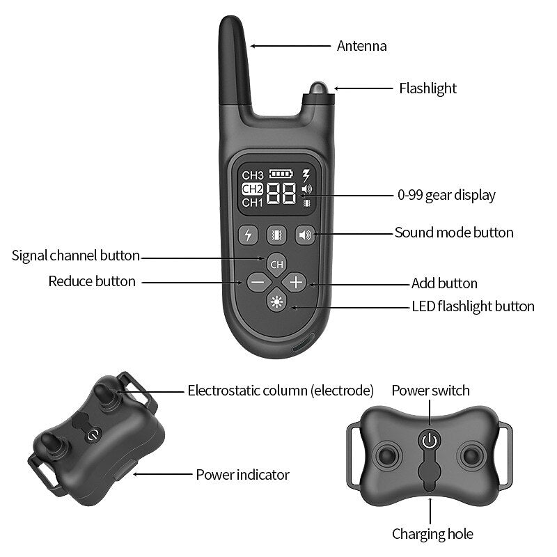 Collare per addestramento cani PawNova con telecomando LCD, modalità suono, vibrazione e scossa elettrica