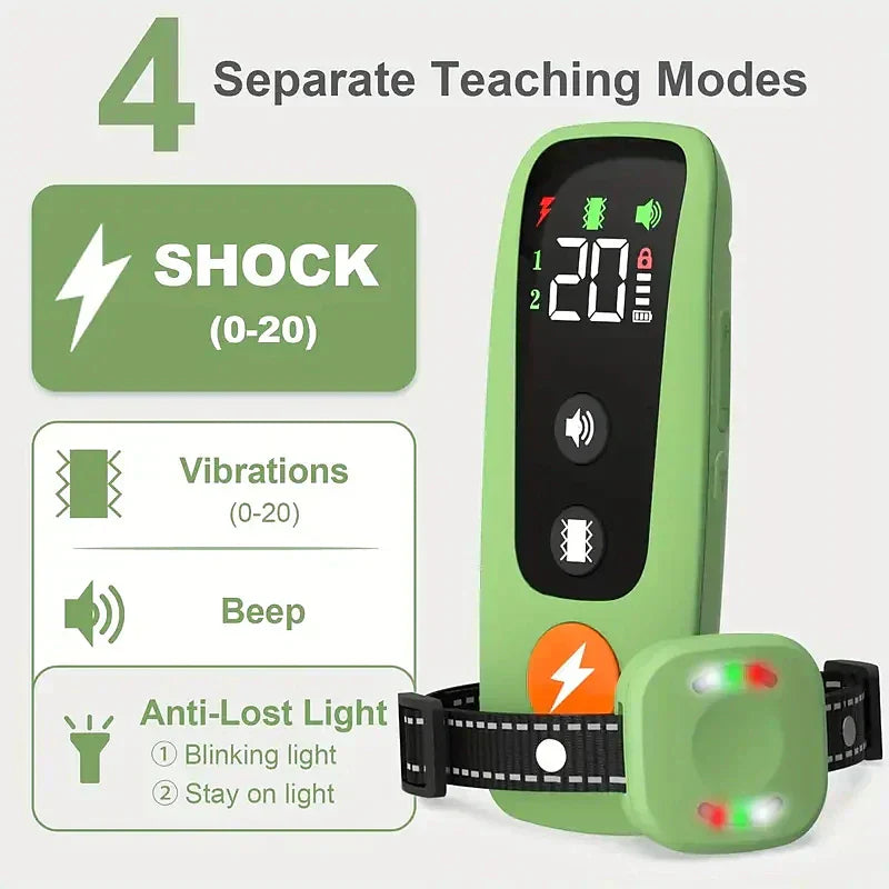 Zgarda de dresaj impermeabilă LumaPaw Pro, cu moduri de semnal sonor, vibrații și lumină anti-pierdere