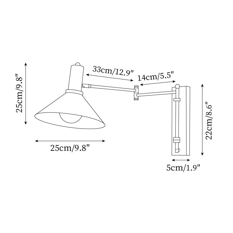 Wall Lamp Modern Adjustable Metal Arm Red Shade Reading Light | Fioriscas