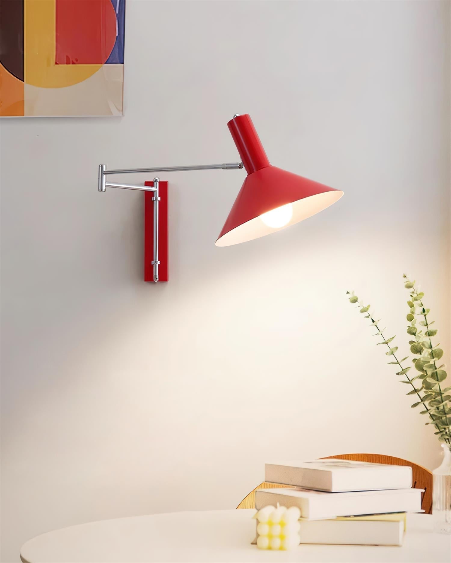 Wall Lamp Modern Adjustable Metal Arm Red Shade Reading Light | Fioriscas