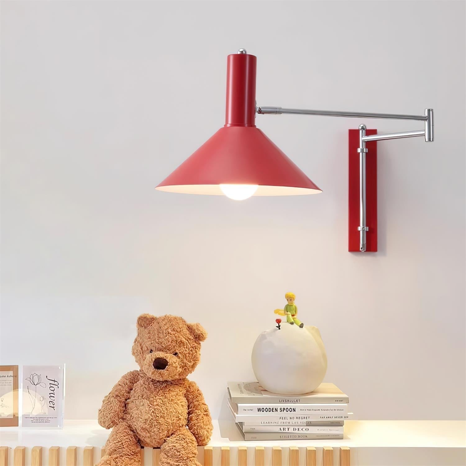 Wall Lamp Modern Adjustable Metal Arm Red Shade Reading Light | Fioriscas