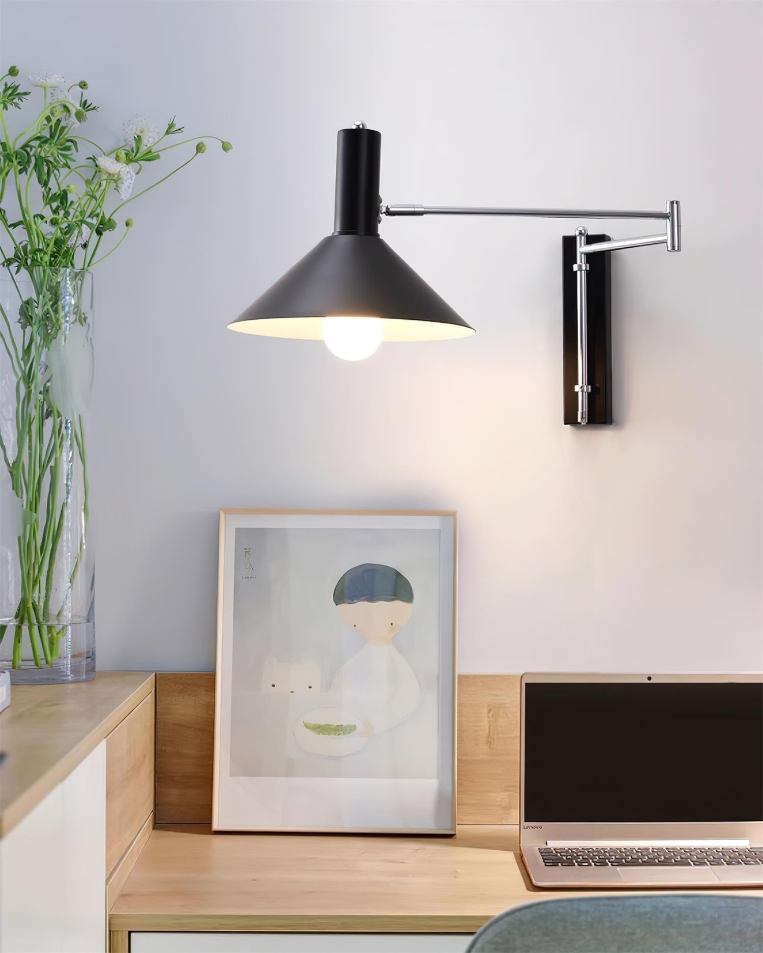 Wall Lamp Modern Adjustable Metal Arm Red Shade Reading Light | Fioriscas