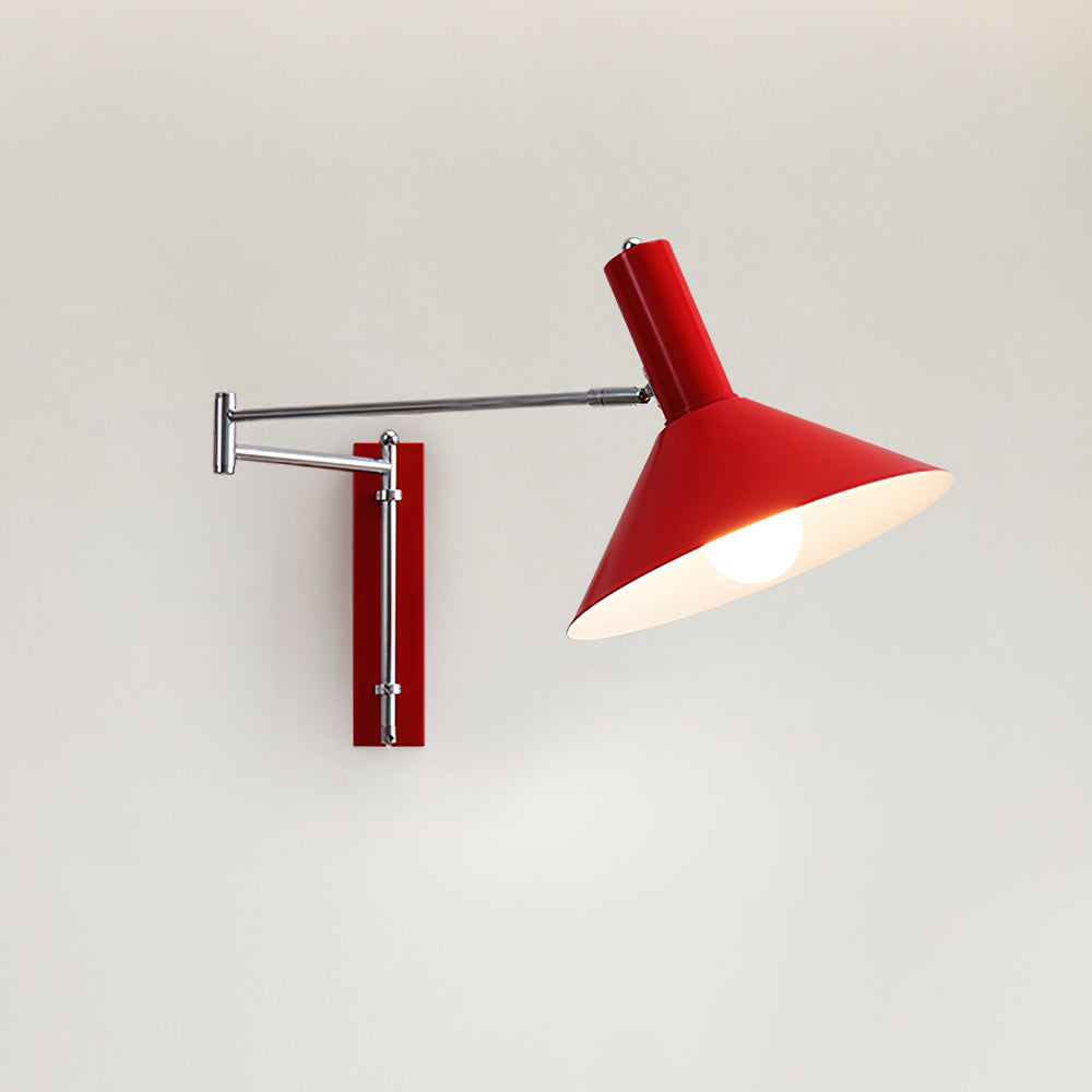 Wall Lamp Modern Adjustable Metal Arm Red Shade Reading Light | Fioriscas
