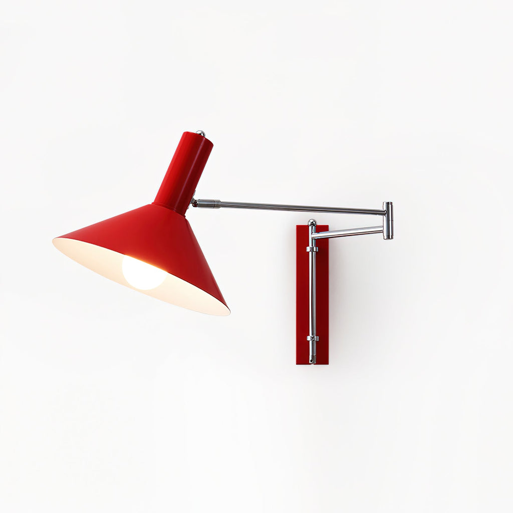 Wall Lamp Modern Adjustable Metal Arm Red Shade Reading Light | Fioriscas