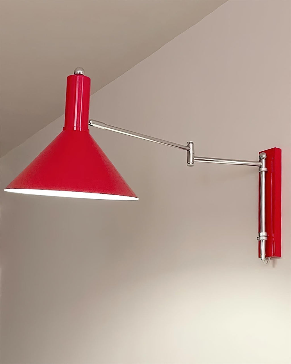 Wall Lamp Modern Adjustable Metal Arm Red Shade Reading Light | Fioriscas
