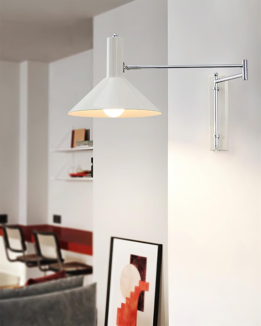 Wall Lamp Modern Adjustable Metal Arm Red Shade Reading Light | Fioriscas