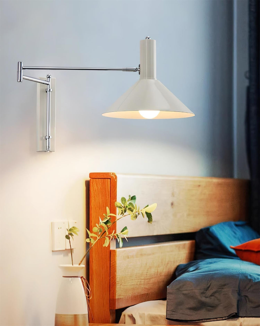 Wall Lamp Modern Adjustable Metal Arm Red Shade Reading Light | Fioriscas