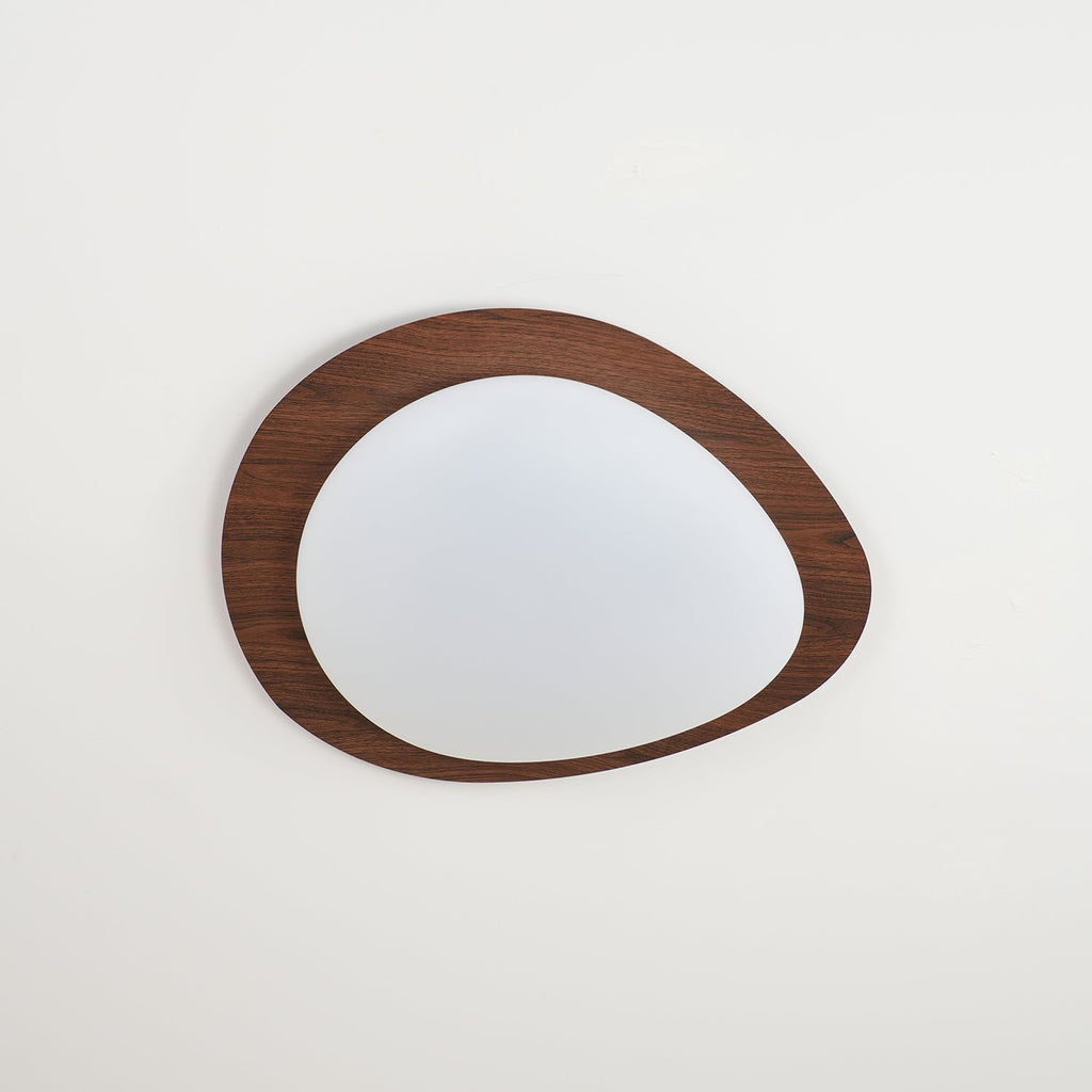 Ceiling Lamp, Pebble-Inspired Silhouette, Walnut Wood-Grain Finish, Warm Glow