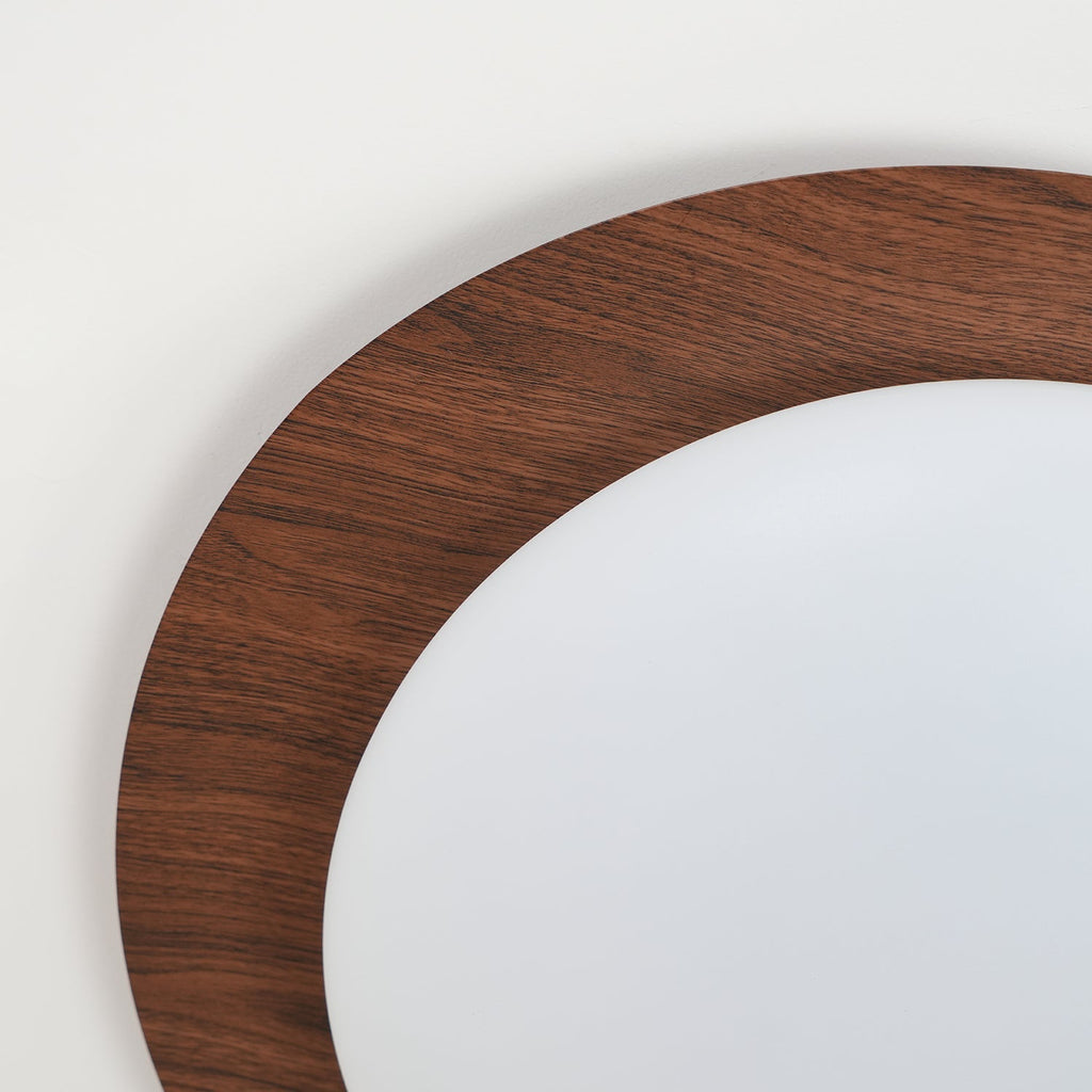Ceiling Lamp, Pebble-Inspired Silhouette, Walnut Wood-Grain Finish, Warm Glow