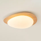 Ceiling Lamp, Pebble-Inspired Silhouette, Walnut Wood-Grain Finish, Warm Glow