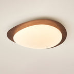 Ceiling Lamp, Pebble-Inspired Silhouette, Walnut Wood-Grain Finish, Warm Glow