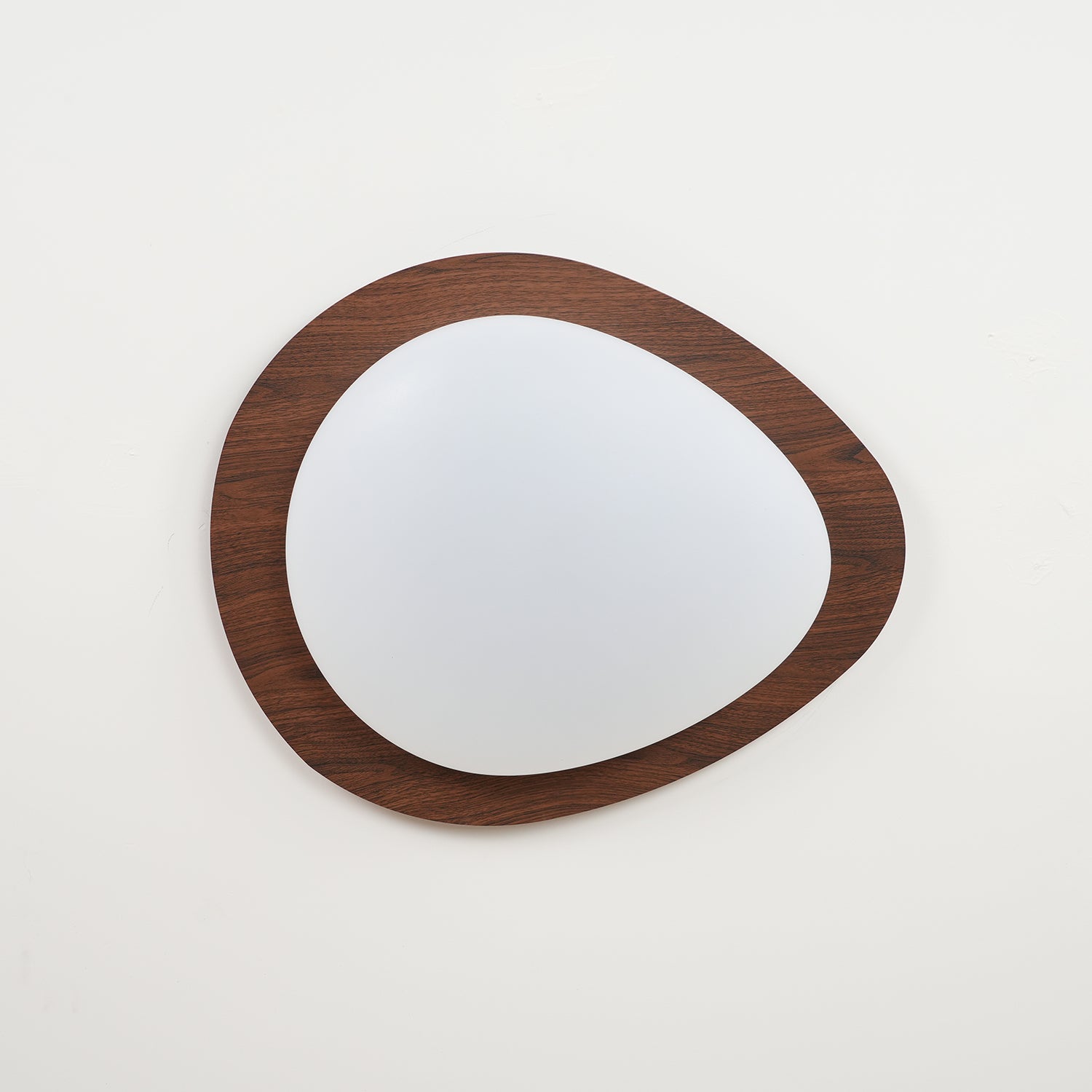 Ceiling Lamp, Pebble-Inspired Silhouette, Walnut Wood-Grain Finish, Warm Glow