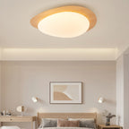 Ceiling Lamp, Pebble-Inspired Silhouette, Walnut Wood-Grain Finish, Warm Glow