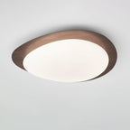 Ceiling Lamp, Pebble-Inspired Silhouette, Walnut Wood-Grain Finish, Warm Glow