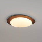 Ceiling Lamp, Pebble-Inspired Silhouette, Walnut Wood-Grain Finish, Warm Glow