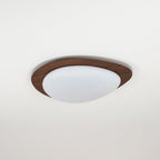 Ceiling Lamp, Pebble-Inspired Silhouette, Walnut Wood-Grain Finish, Warm Glow
