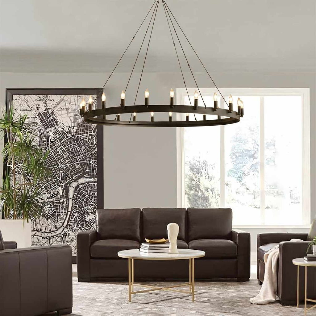 Rustic Industrial Filament Chandelier Featuring Iron Frame