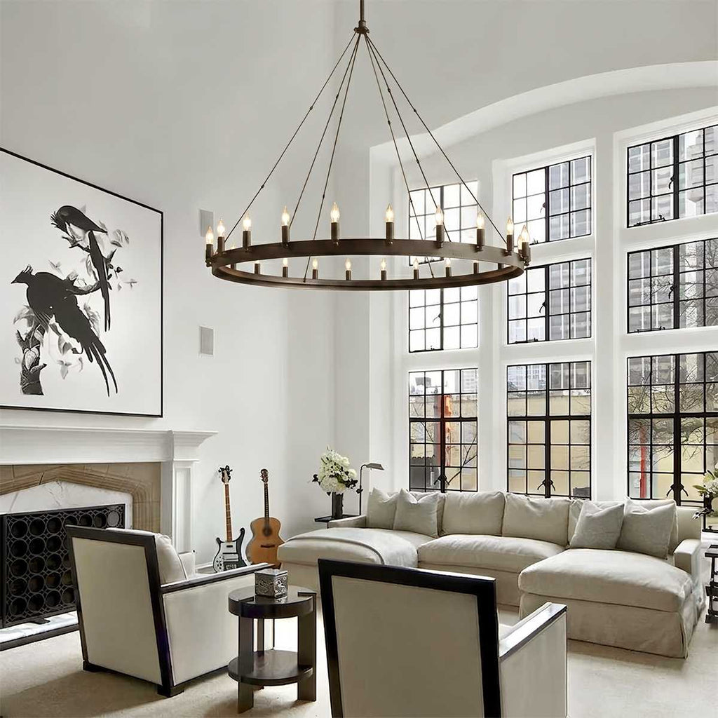 Rustic Industrial Filament Chandelier Featuring Iron Frame