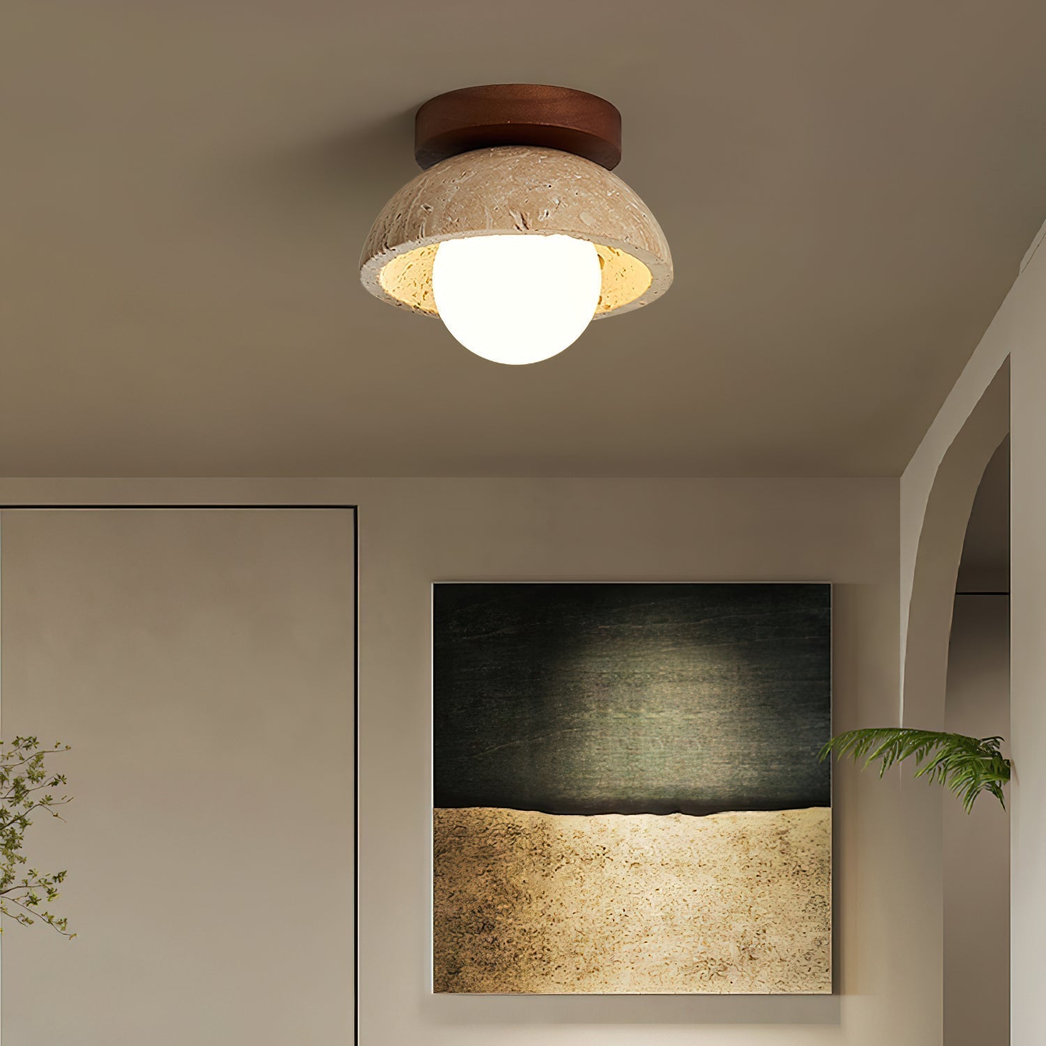 Ritta Minimalist Travertine Ceiling Light | Fioriscas