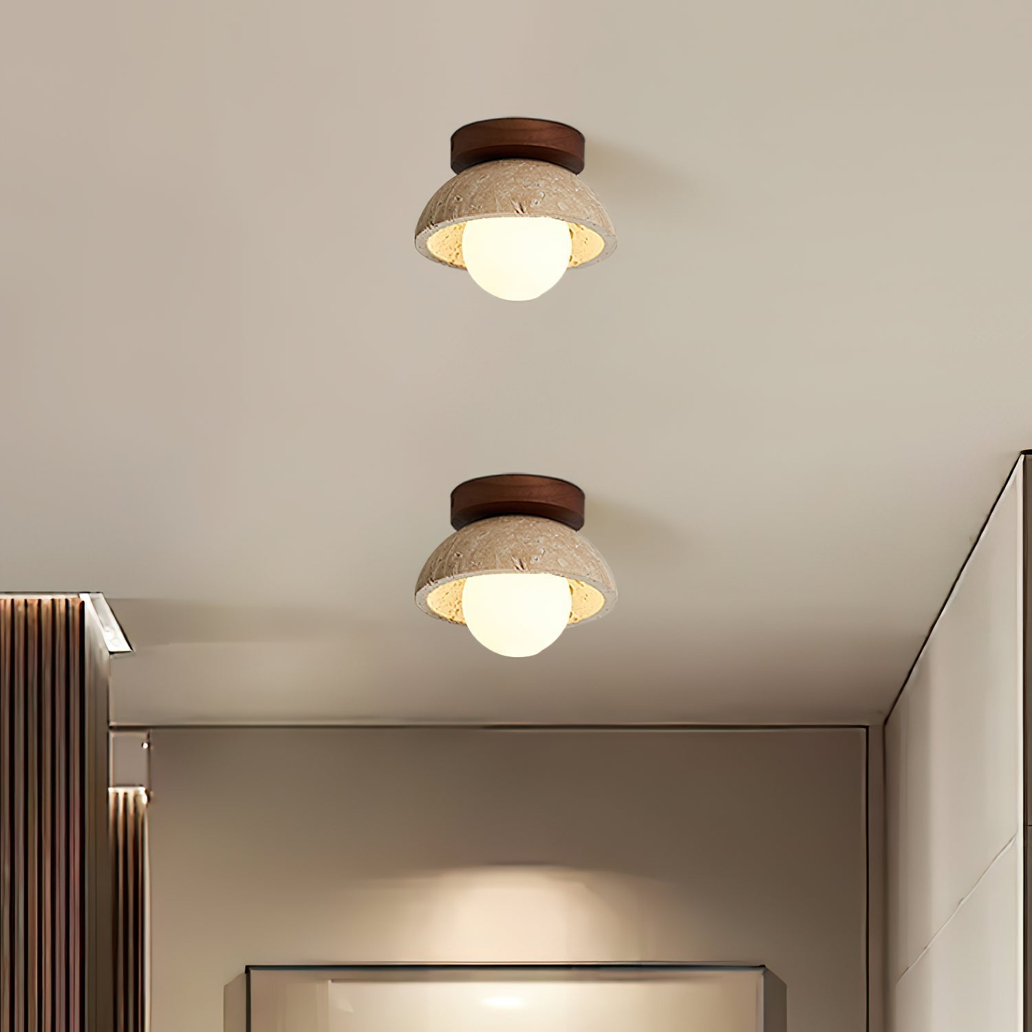 Ritta Minimalist Travertine Ceiling Light | Fioriscas