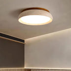 Travertinloftlampe, rundt Aureli-design med træbase