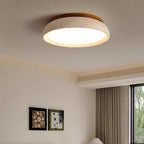 Travertinloftlampe, rundt Aureli-design med træbase