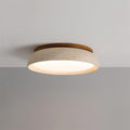 Travertinloftlampe, rundt Aureli-design med træbase