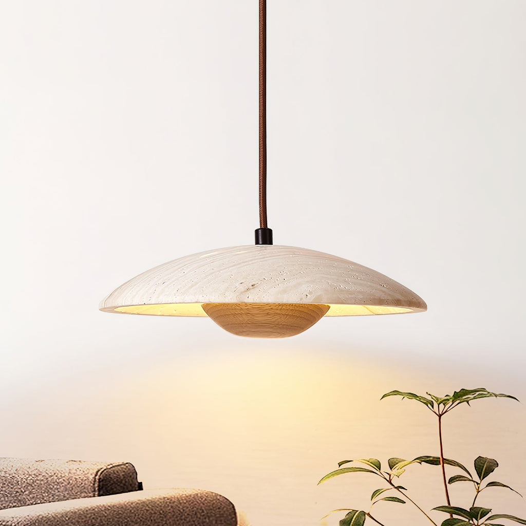 Zodore Wide-Brim Travertine Pendant Light | Fioriscas