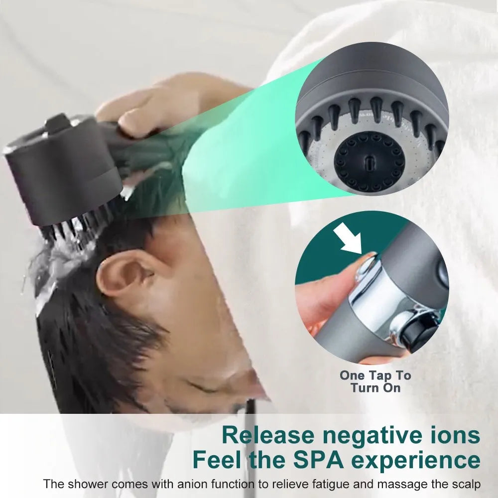 Showerhead With High Water Pressure, 9-Layer Filter, Push-Button Stop