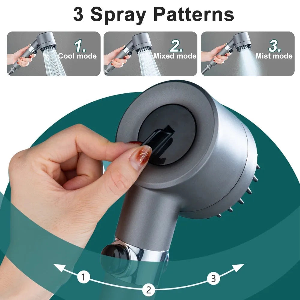 Showerhead With High Water Pressure, 9-Layer Filter, Push-Button Stop